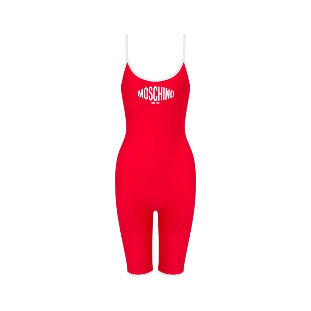 Moschino Röd Printed Lycra Baddräkt I Ett Stycke