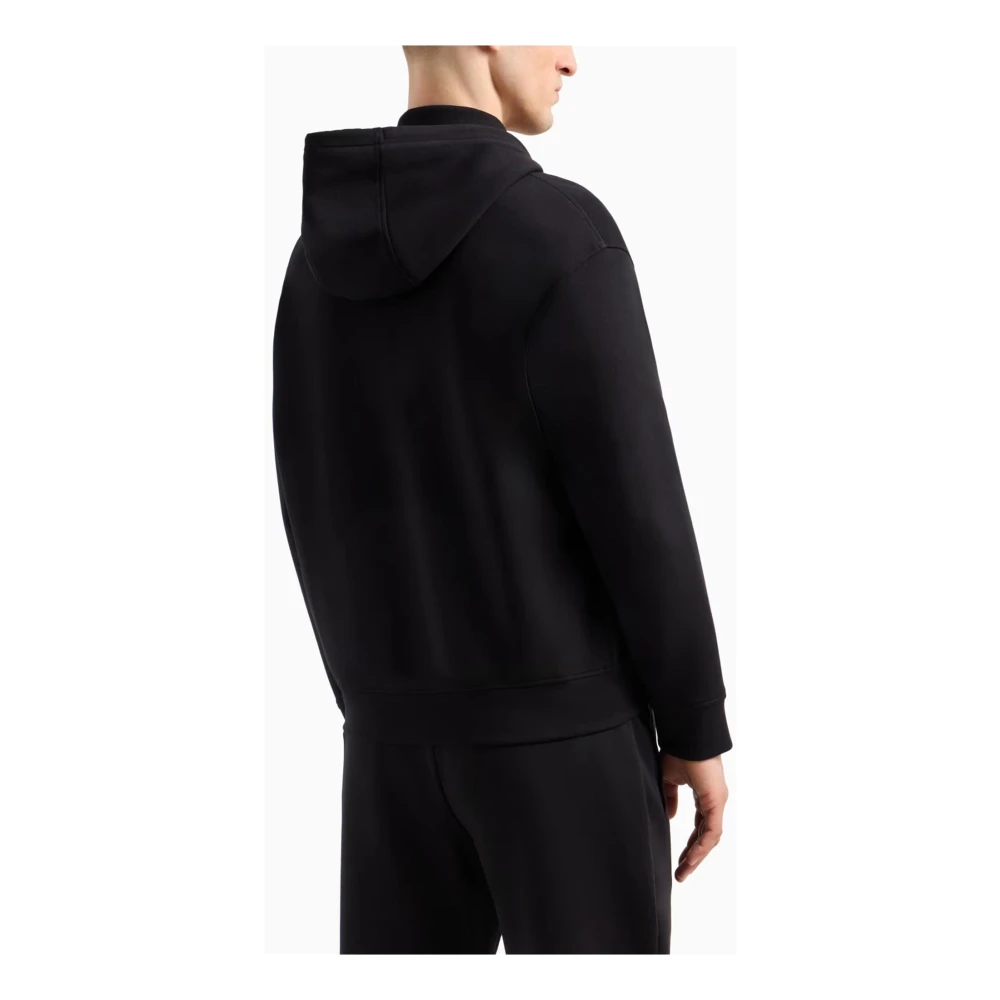 Emporio Armani Zwarte Sweater met Capuchon en Rits Black Heren