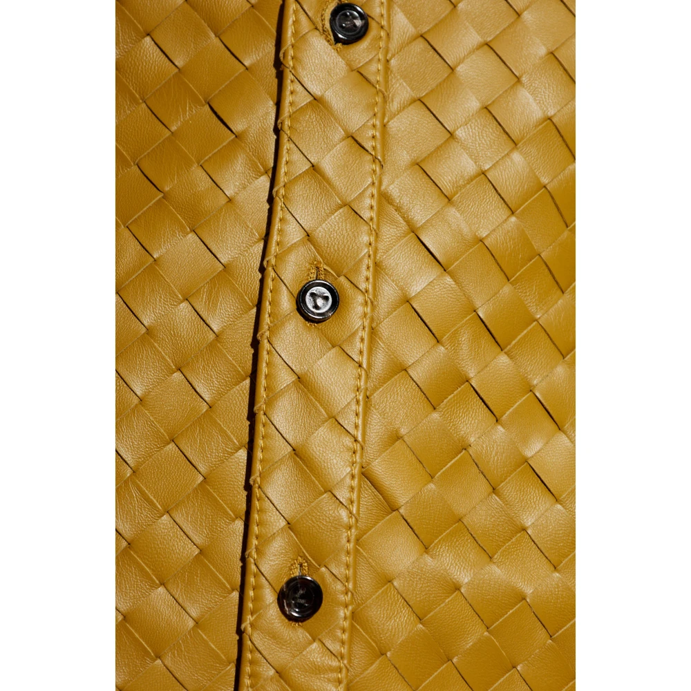 Bottega Veneta Mouwloze leren jurk Green Dames
