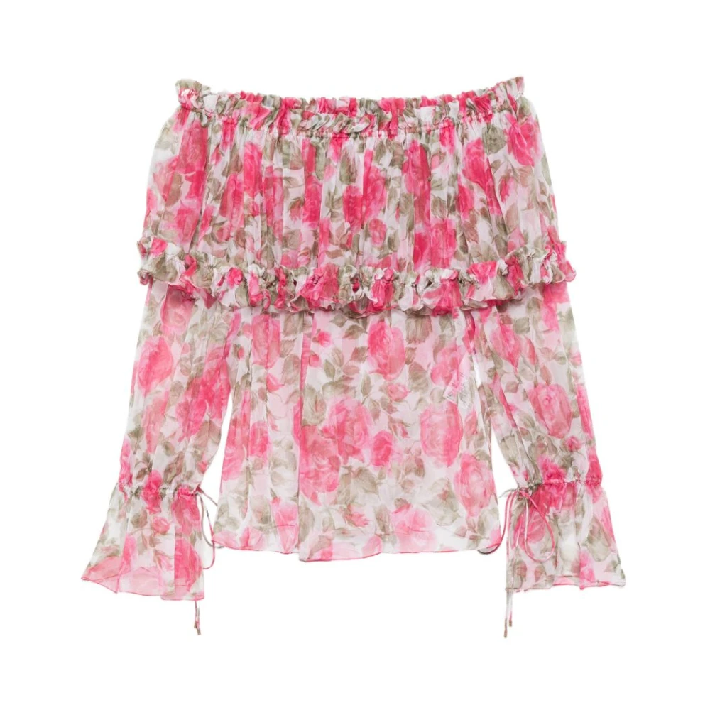 Chloé Women's Pink Blouses, S, Printed Silk Top