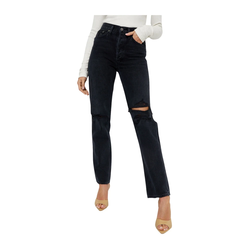 Agolde Zwarte Lana Straight Fit Jeans Black Dames