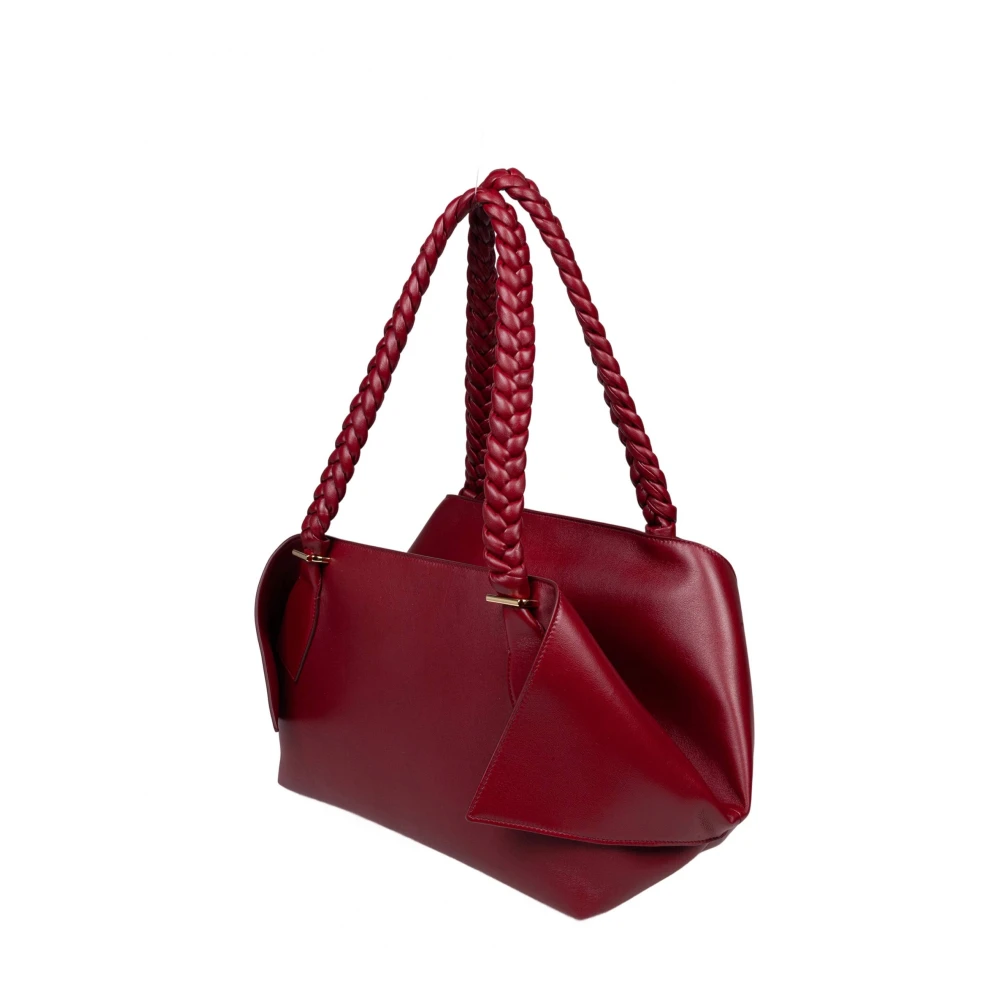 Salvatore Ferragamo Bordeauxrode Leren Schoudertas met Gevlochten Handvatten Red Dames