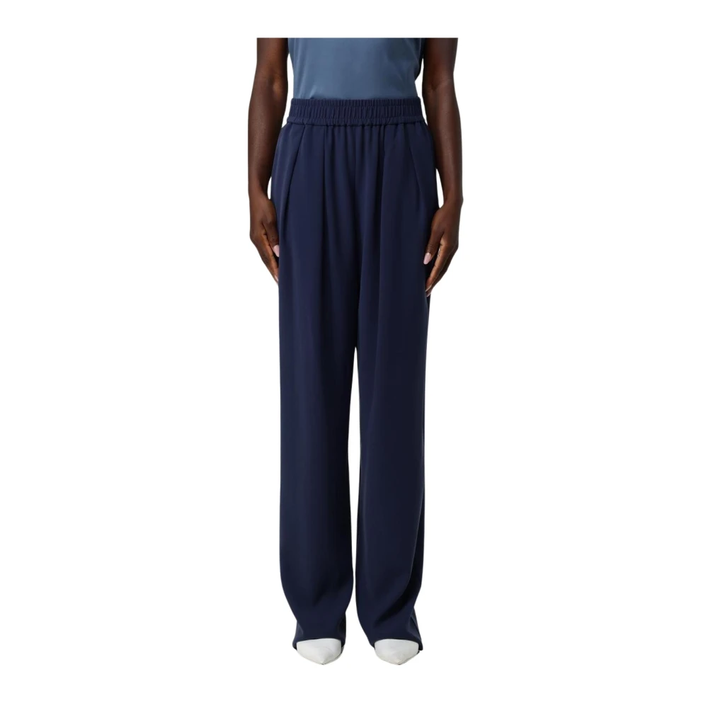 Emporio Armani Women's Blue Wide Trousers, S, Wide Leg Trousers
