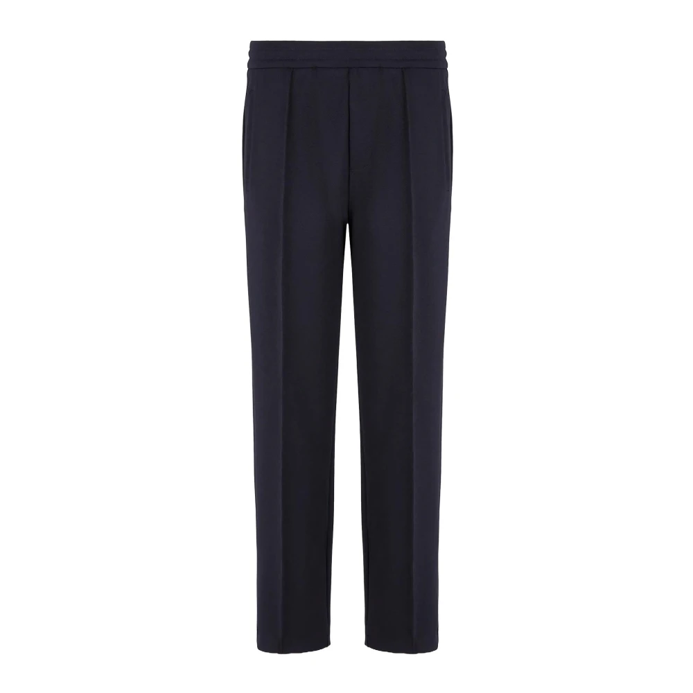 Emporio Armani Blauwe Diagonale Broek met Elastische Taille Blue Heren