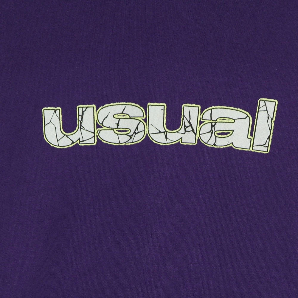 Usual Paarse Cracked Hoodie Lichtgewicht Sweatshirt Purple Heren