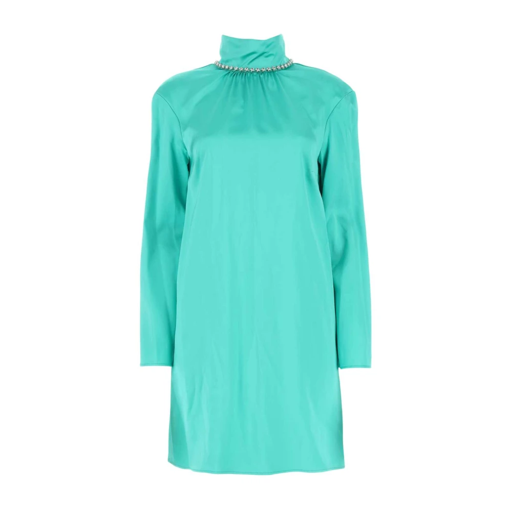 Msgm Sea Green Satin miniklänning Green, Dam