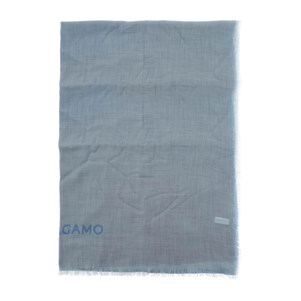 Salvatore Ferragamo Gradient Cashmere Zijden Stola Met Franje Blue Unisex