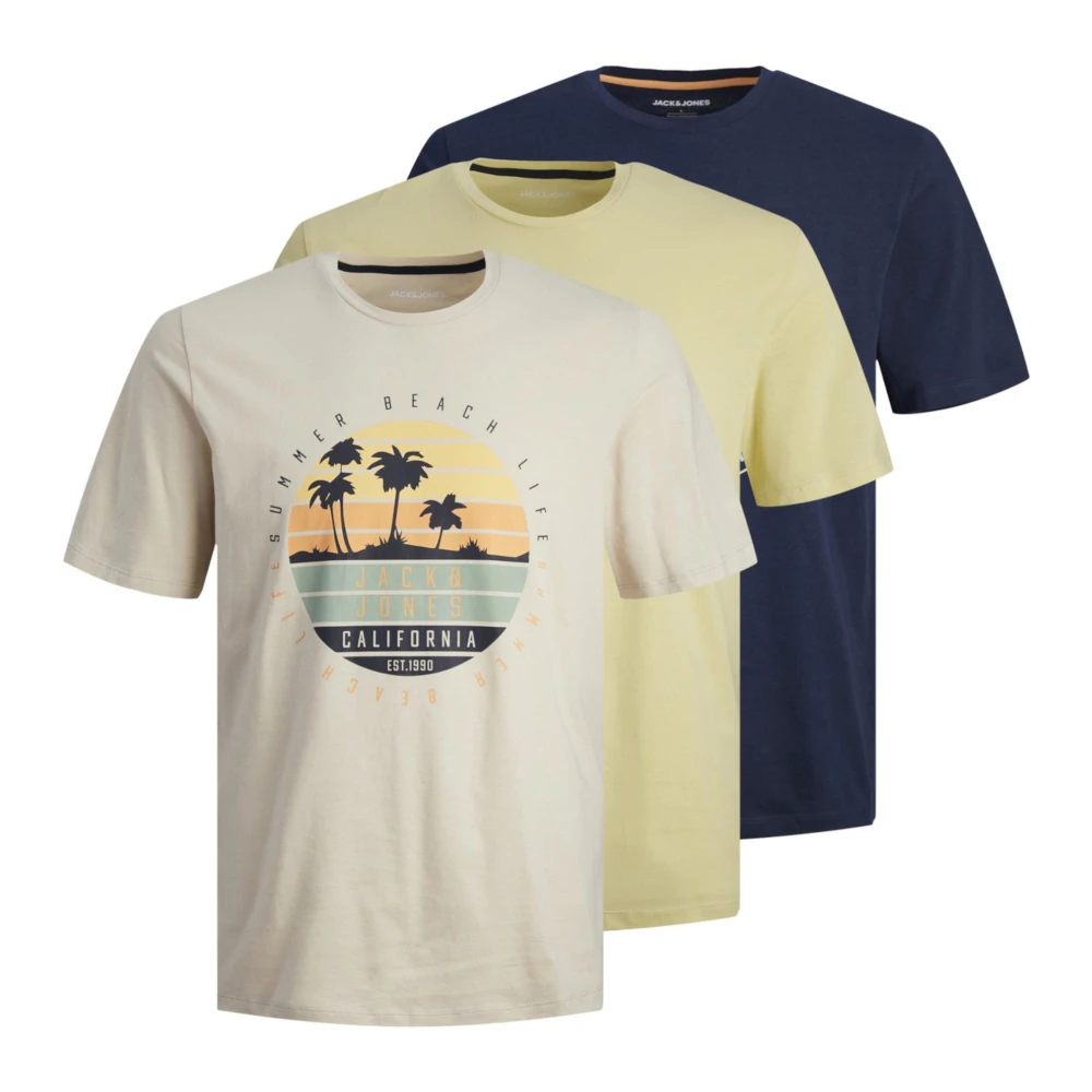 Jack & jones Zomer Vibe Print Mix T-Shirt 3 Pack Multicolor Heren