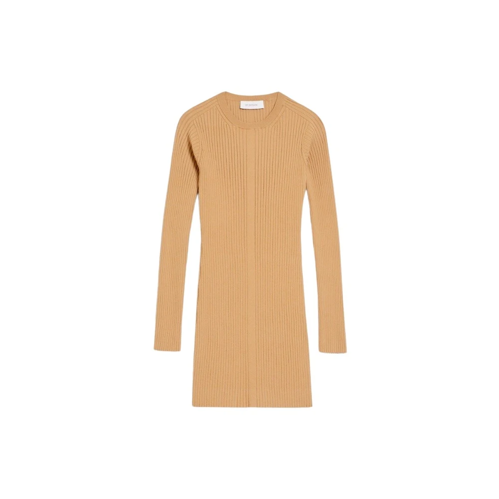 SPORTMAX Geribbelde Mini Jurk Luglio Beige Dames