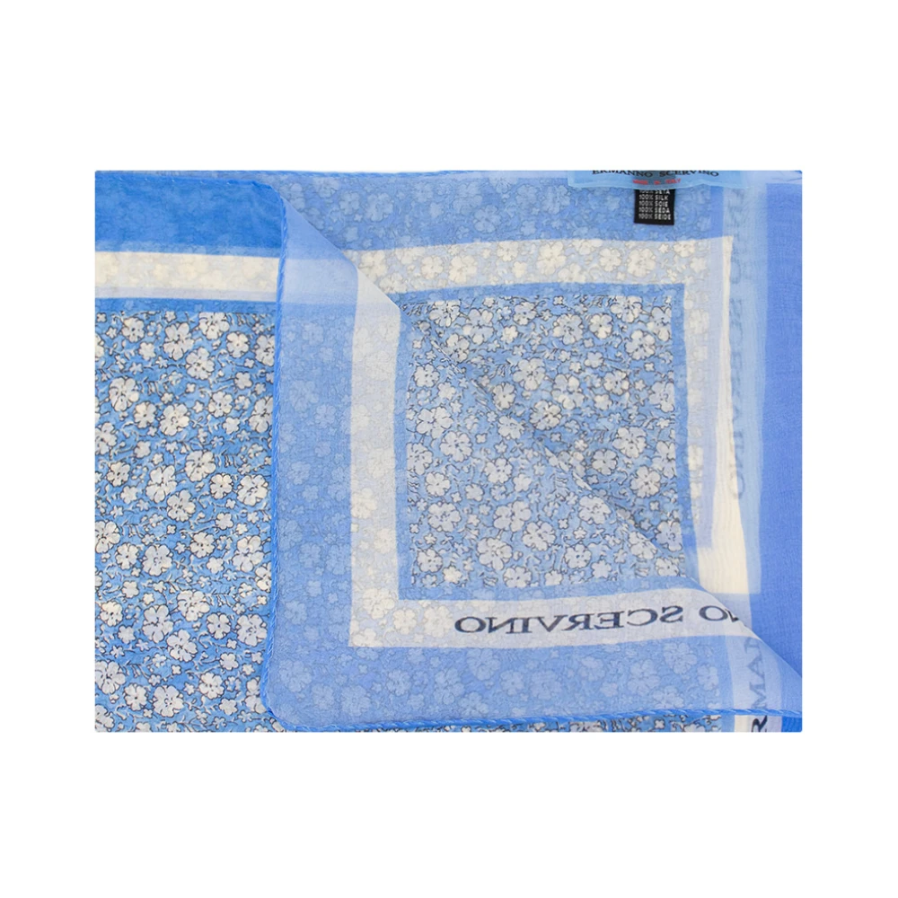 Ermanno Scervino Zijden Chiffon Bloemenprint Sjaal Blue Dames
