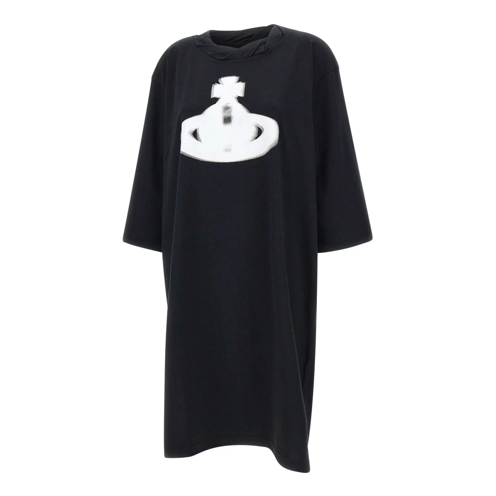 Vivienne Westwood Zwarte Halftone Orb Jersey Maxi Jurk Black Dames