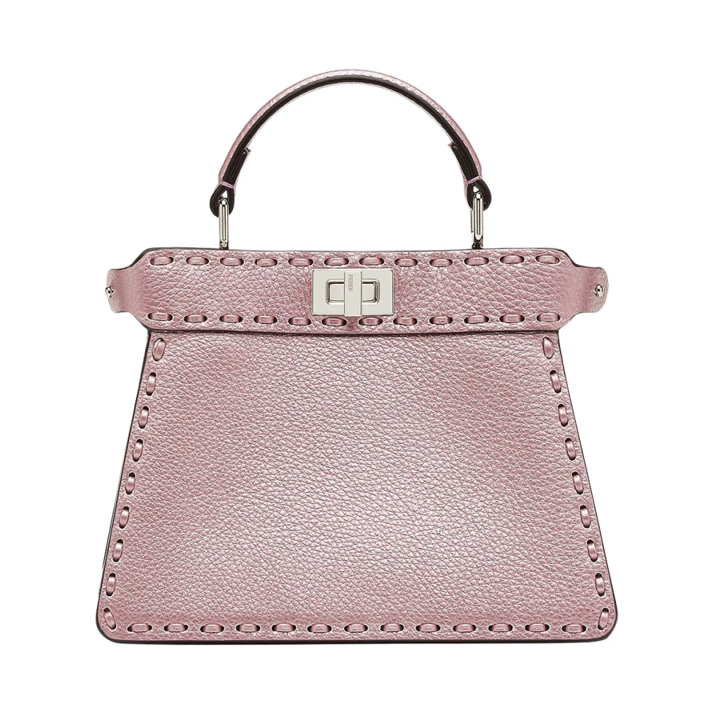 Fendi Roze Leren Schoudertas met Twist Lock Pink Dames