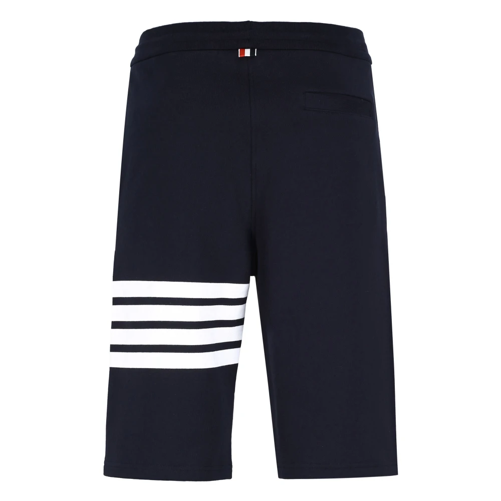 Thom Browne Navy Blauwe 4-Bar Sweatshorts Blue Heren