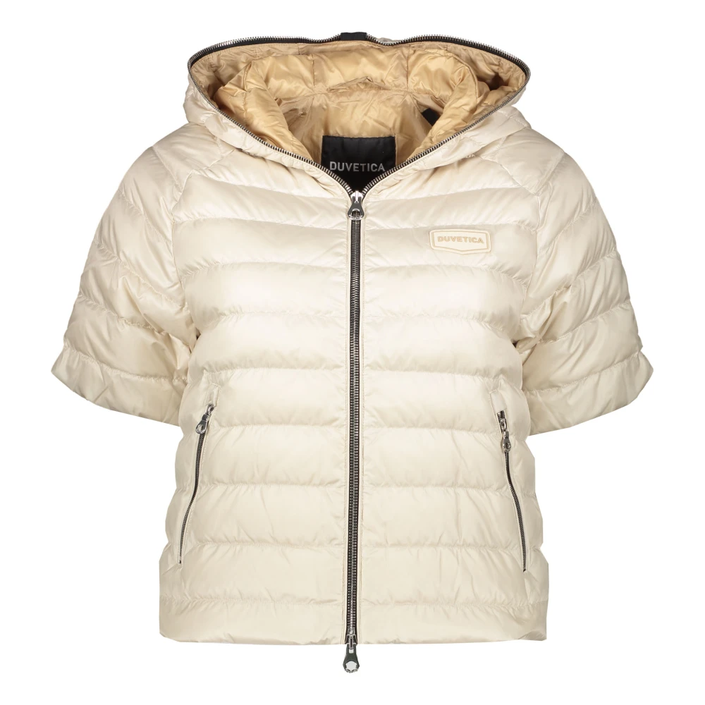 Duvetica Gewatteerde jas met voorlogo-patch Beige Dames