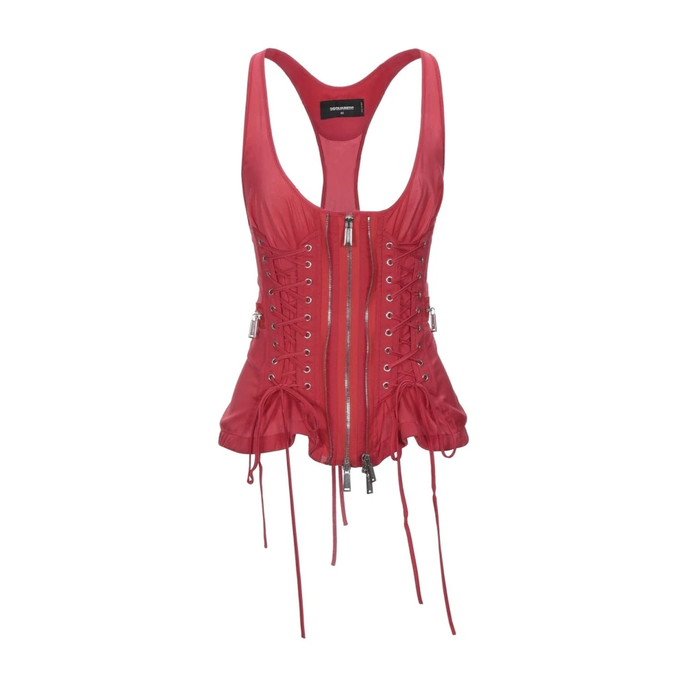 Dsquared2 Gekant corset top met voorrits Red Dames