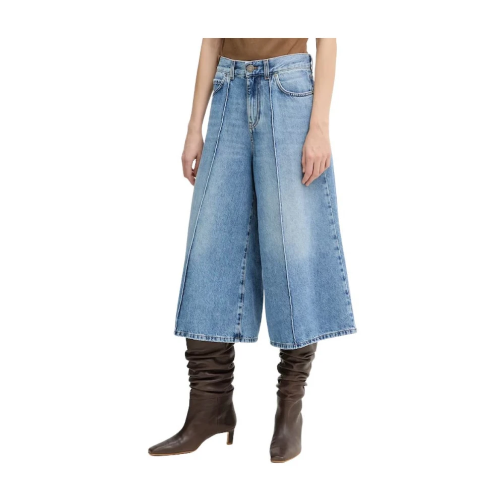 Pinko Women's Blue Cropped Jeans, W27, Burkina Bermuda