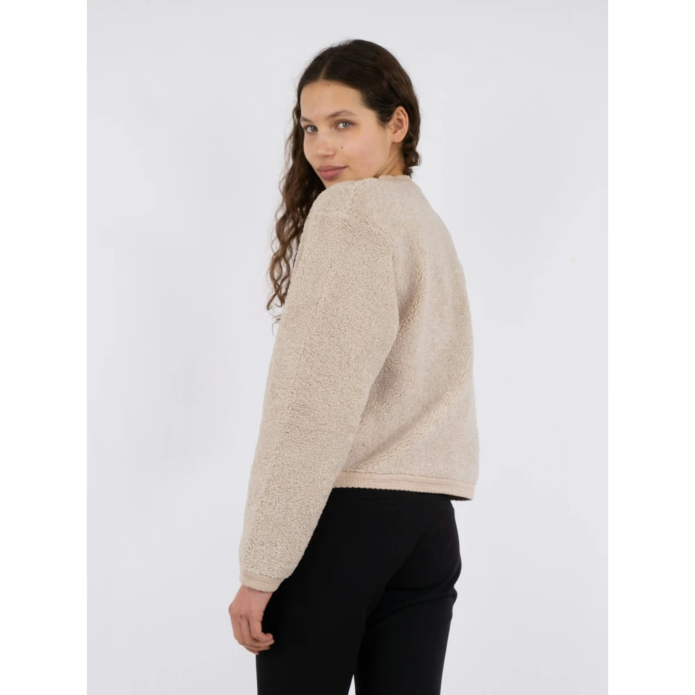 NEO NOIR Fluffy gebreide cardigan met decoratieve knopen Beige Dames