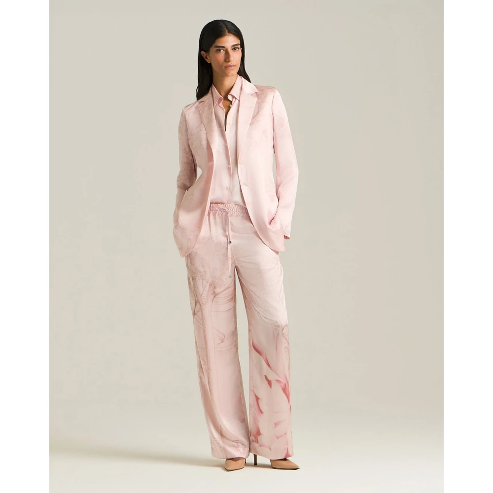 Kiton Zijden Tuinprint Broek Pink Dames