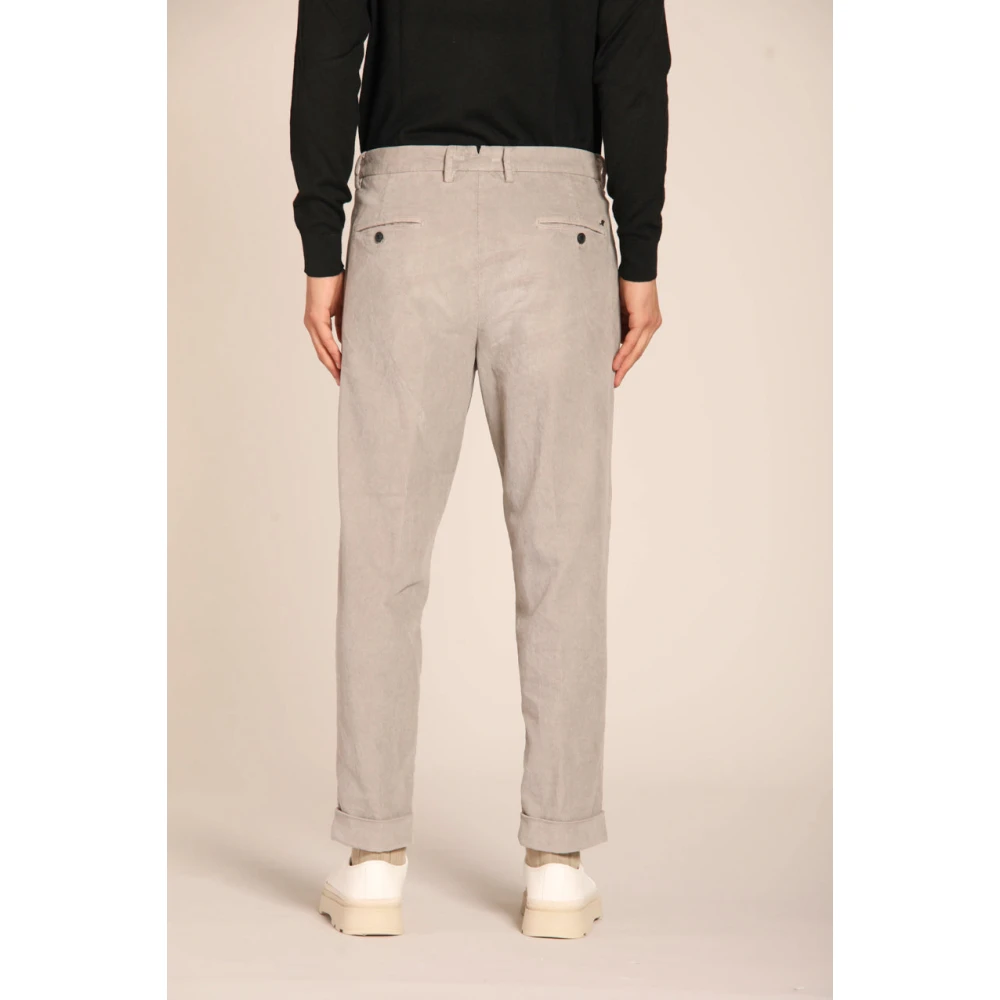Mason's Velours Gestreepte Relaxte Pasvorm Chino Broek Gray Heren