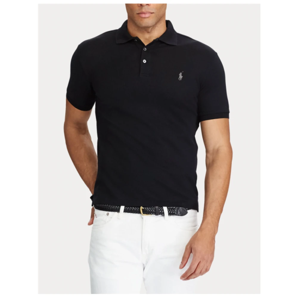 Polo Ralph Lauren Slim Fit Piqué Katoenen Polo Black Heren