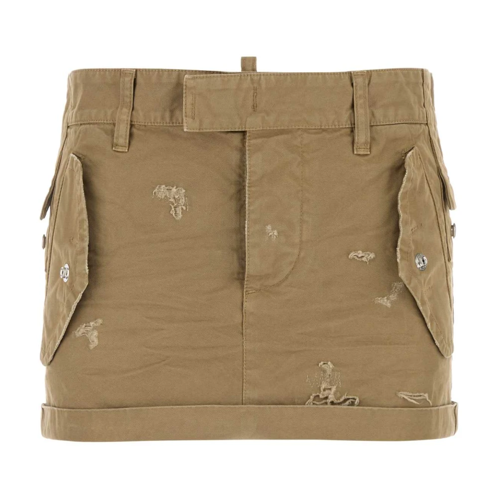 Dsquared2 Khaki Canvas Mini Kjol Green, Dam