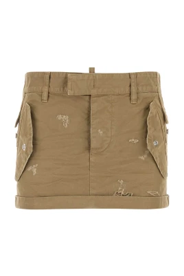 Khaki Canvas Mini Skirt