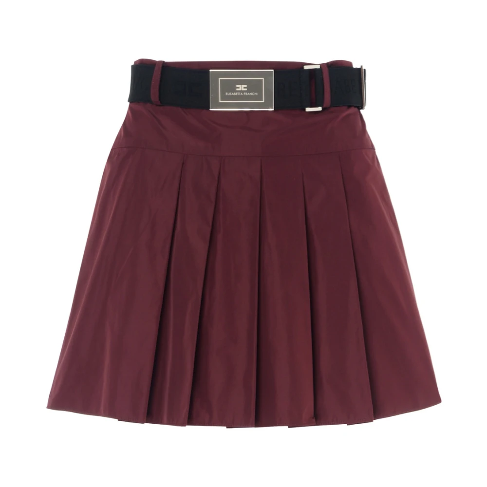 Elisabetta Franchi Rode Geplooide Rok Gonna EF Rouge Red Dames