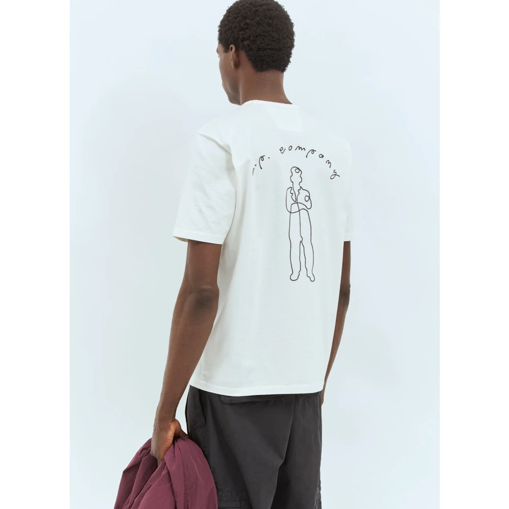 C.P. Company Logo Borduurwerk Crewneck T-Shirt White Heren