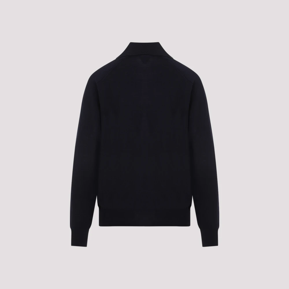 Bottega Veneta Navy Blue Wool Polo Shirt Blue Dames