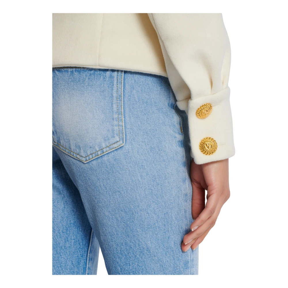 Balmain Wollen ceintuurjas Beige Dames
