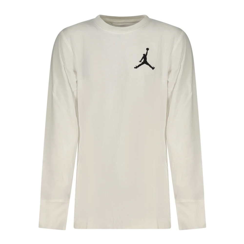 Jordan White Kids Short Sleeve T-Shirts, Unisex, 13 Y, Air Embroidery Long Sleeve