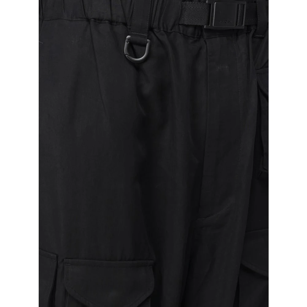 Y-3 Synthetische Twill Cargo Broek Black Heren