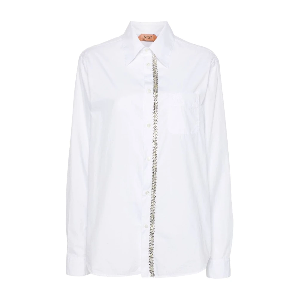 N21 White Cotton Poplin Classic Shirt - Female - Shirts - L - Blouses & Shirts