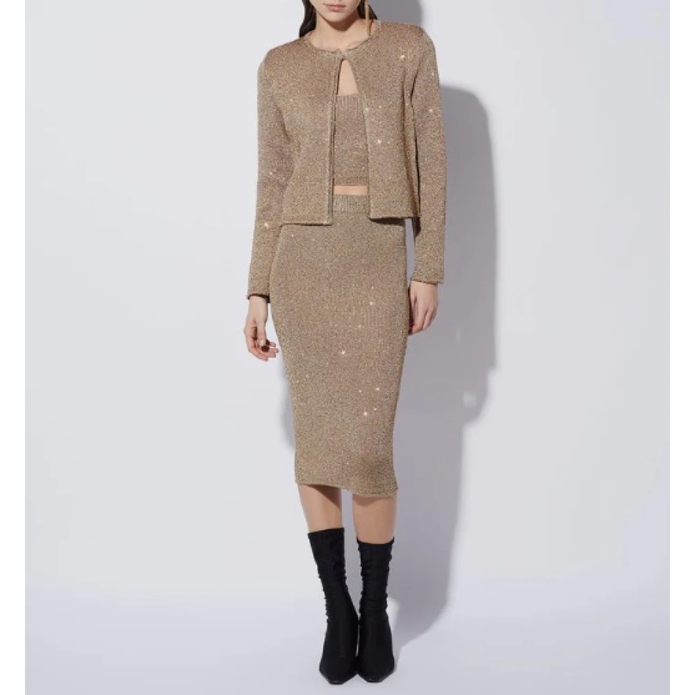 Simona Corsellini Pailletten Tricot Jas Brown Dames