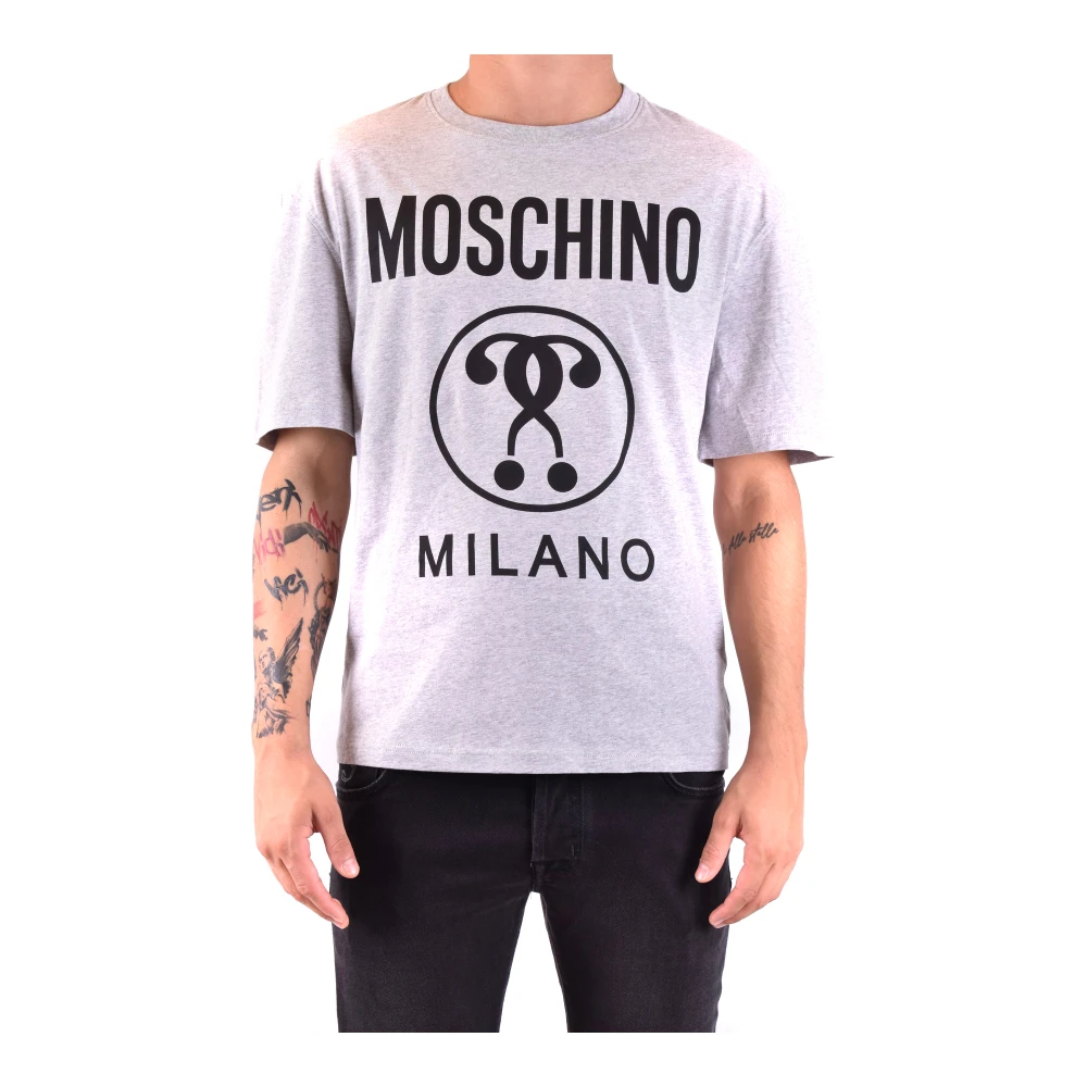 Moschino Men's Gray Comfortable And Stylish Cotton T-Shirt For - T-Shirts - S - Tops