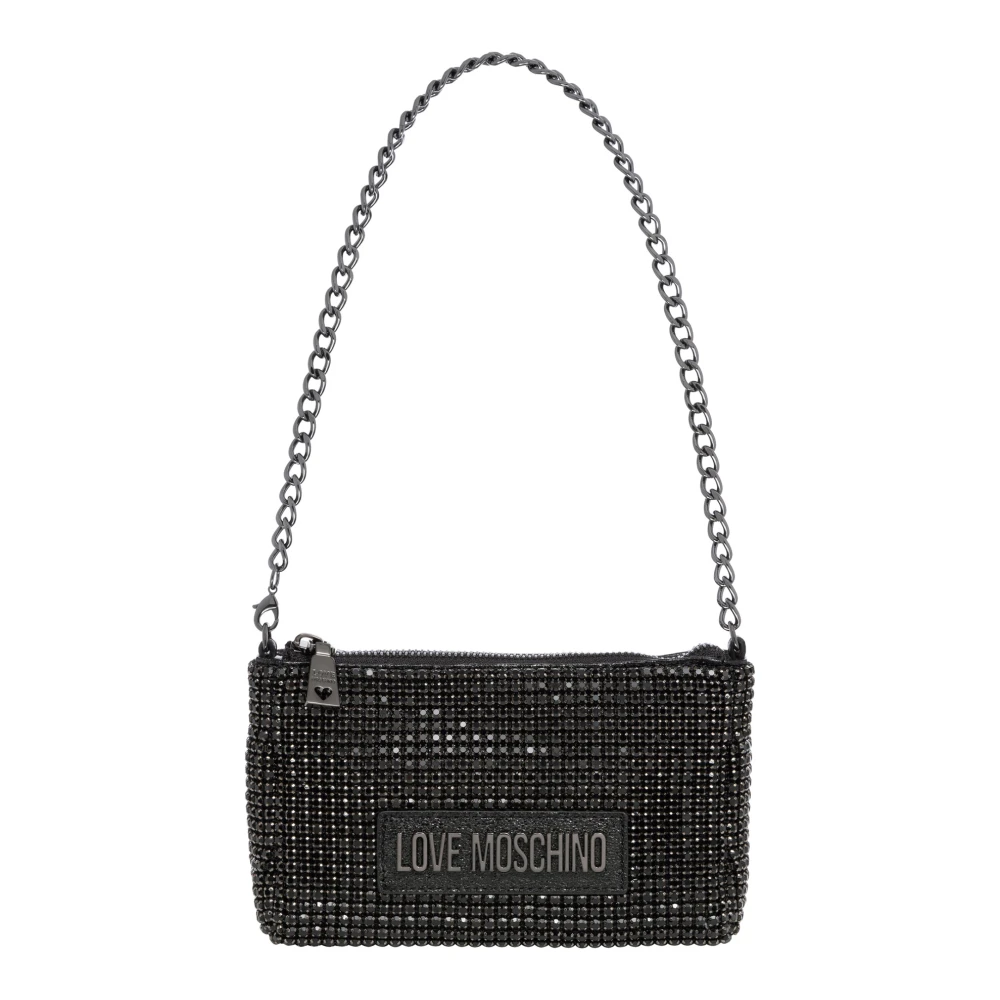 Love Moschino Stijlvolle Schoudertas met Rits en Logo Black Dames
