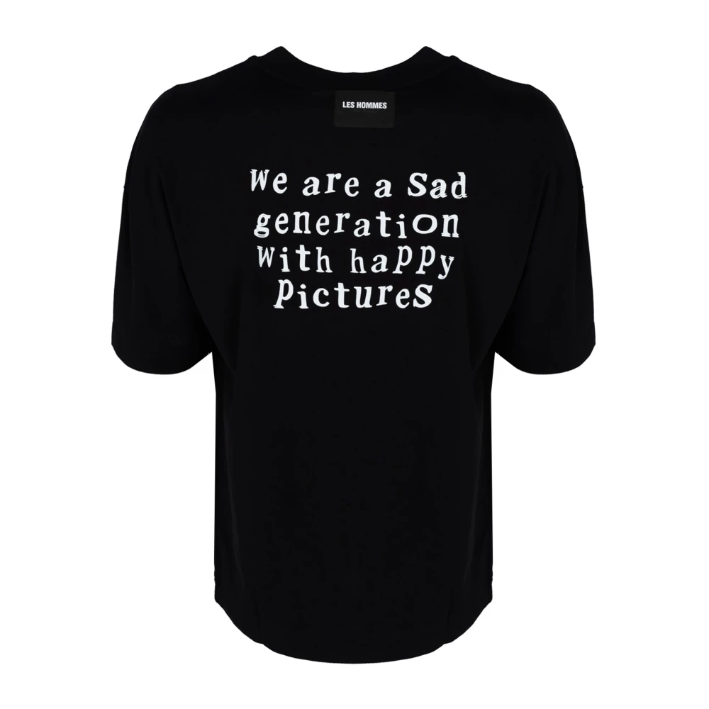 Les Hommes Casual Ronde Hals T-Shirt Black Heren