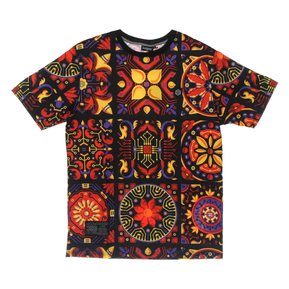 Dolly Noire Rode Majolica Patroon Korte Mouw Tee Multicolor Heren