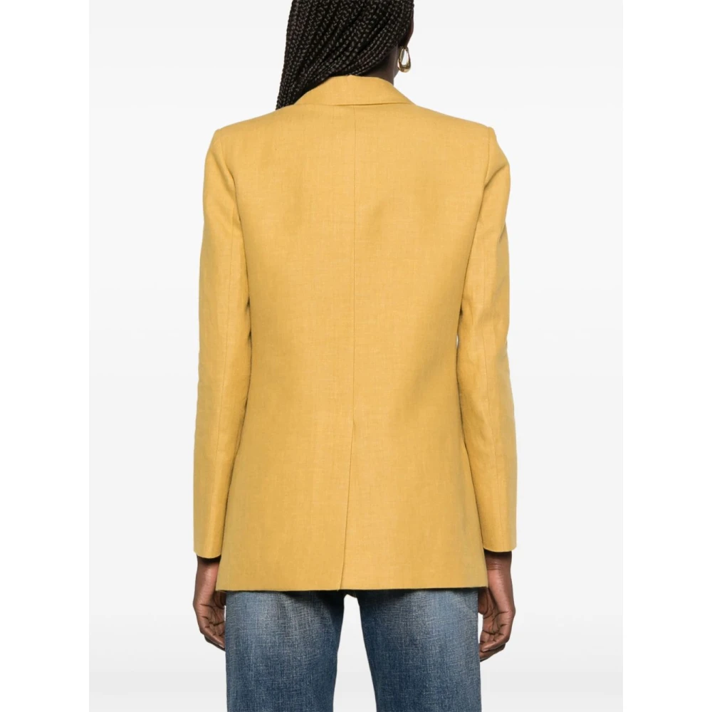 Blazé Milano Bruine Linnen Blazer Jas Yellow Dames
