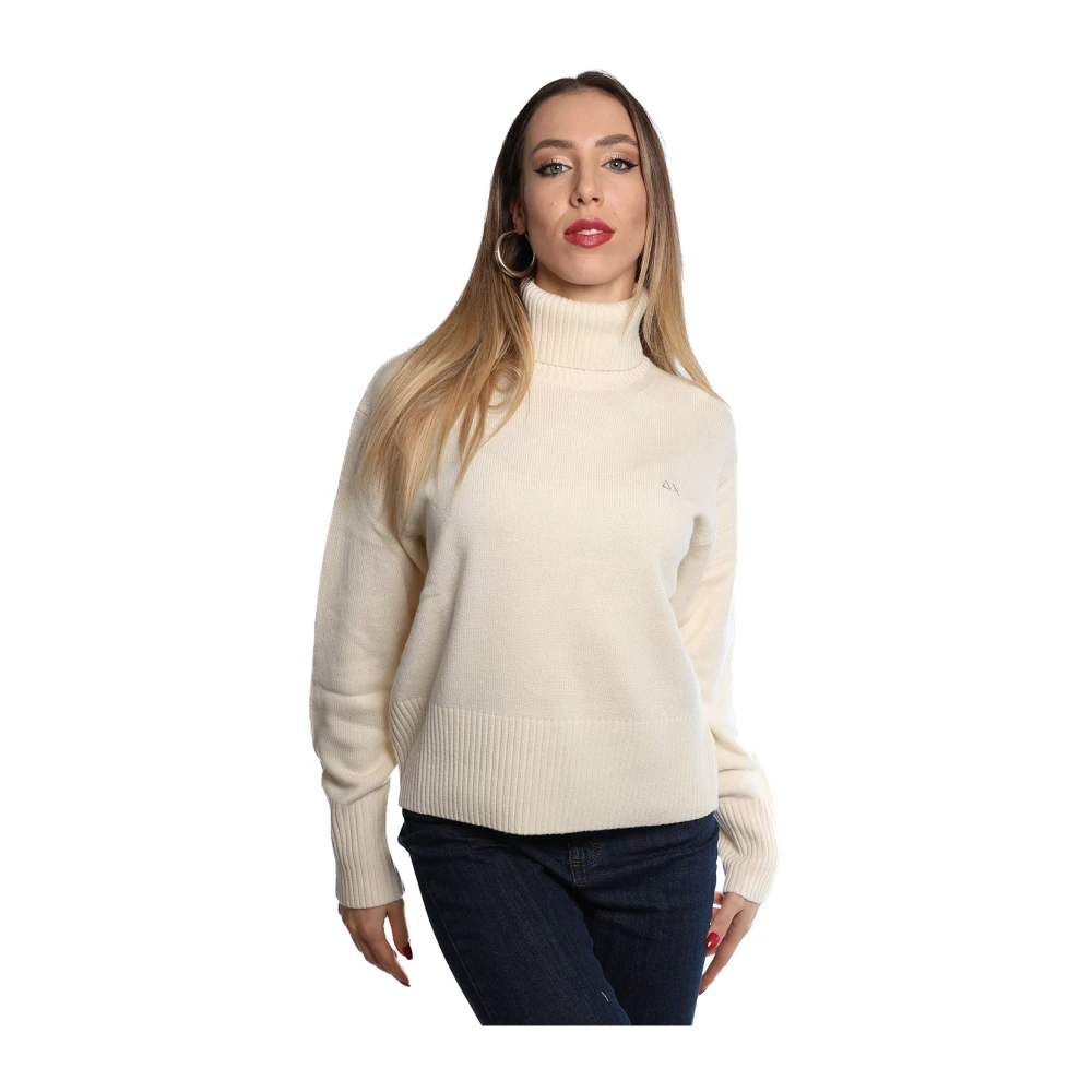 Sun68 Gebreide trui met hoge hals Beige Dames