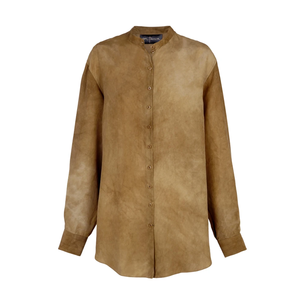 Cortana Park zijden brons gemêleerd shirt Brown Dames