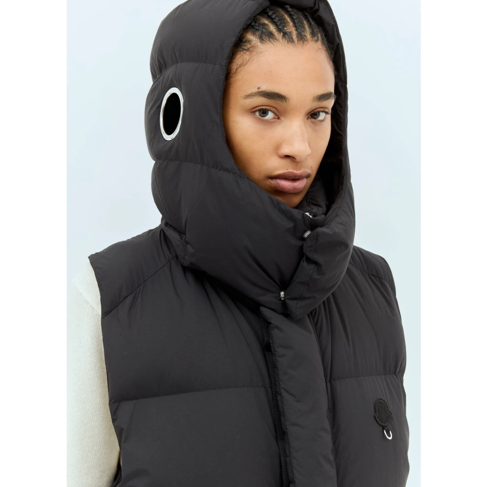 Moncler Gewatteerd donsvest met afneembare capuchon Black Dames