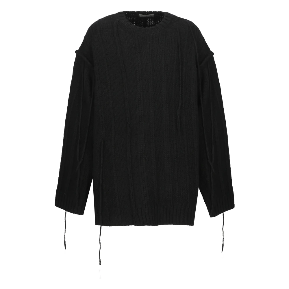 Yohji Yamamoto Zwarte Wol Crewneck Sweater voor Mannen Black Heren