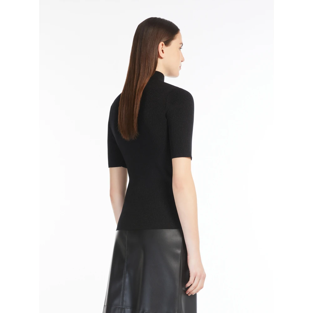 Max Mara Zwarte Slim Fit Sweater met Lurex Black Dames