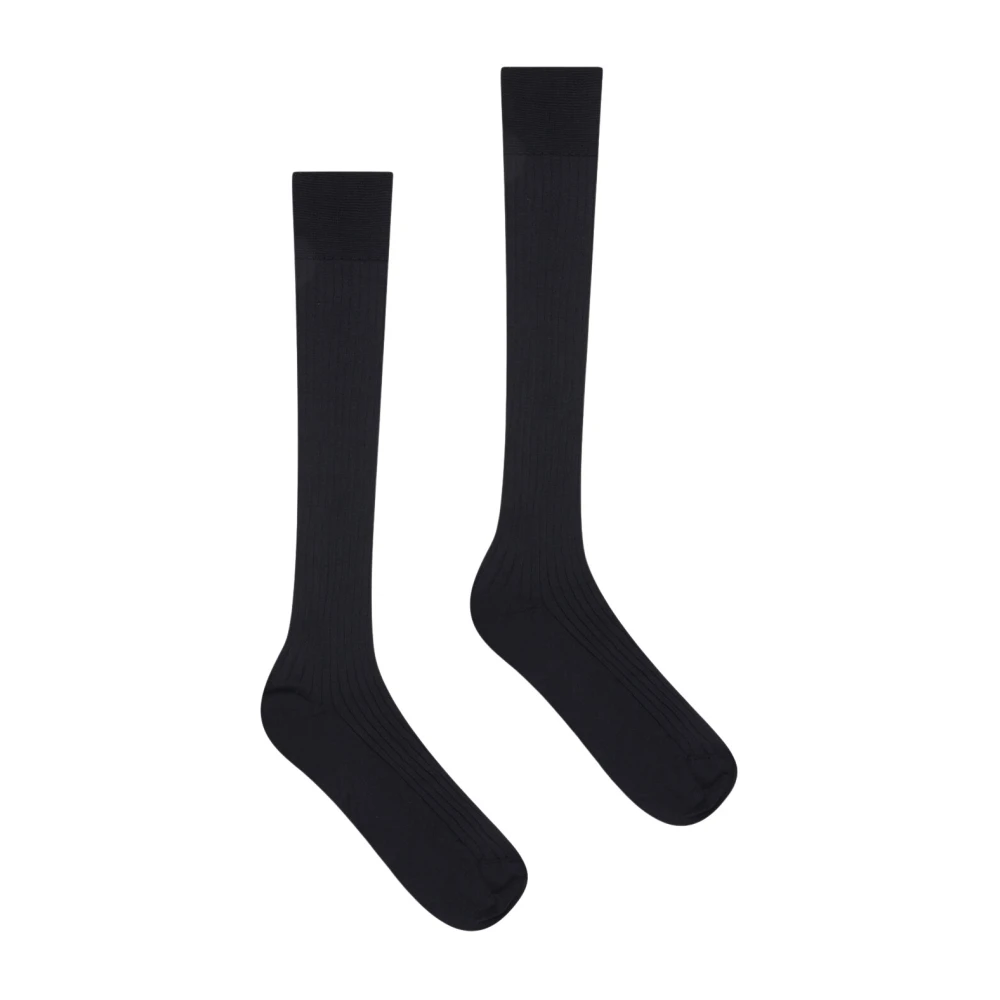 Wolford Unisex Zwart Ondergoed L, Katoen, Luxe Katoenen Ribgebreide Sokken Tot De Knie