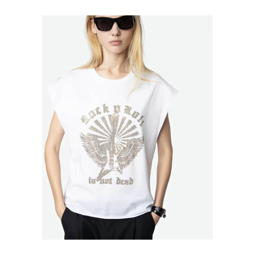 Zadig & Voltaire Rock'n'Roll Guitar Wings Tank Top White Dames