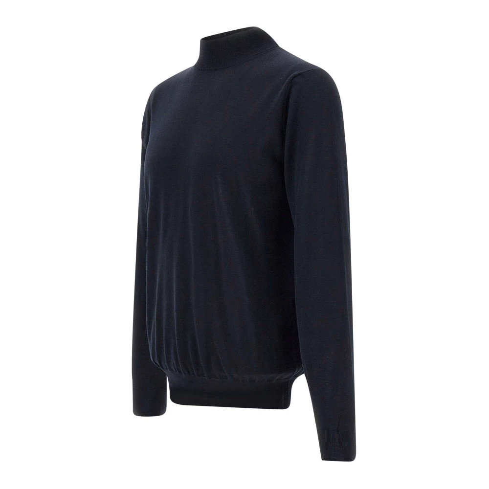 Filippo De Laurentiis Merino Wol Coltrui Trui Navy Blauw Blue Heren