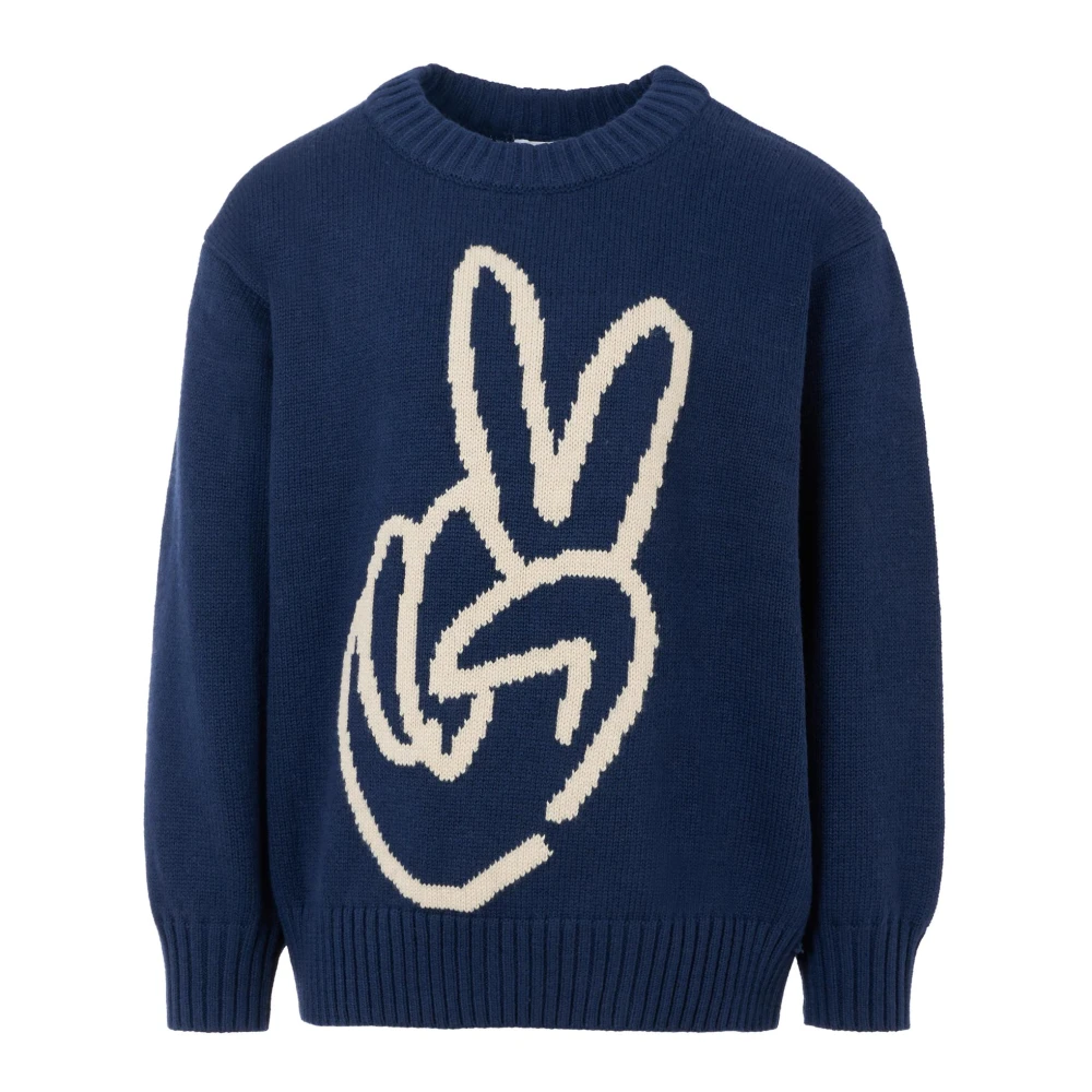 Blue Jacquard Sweater Cotton Wool Blend - Molo - Modalova
