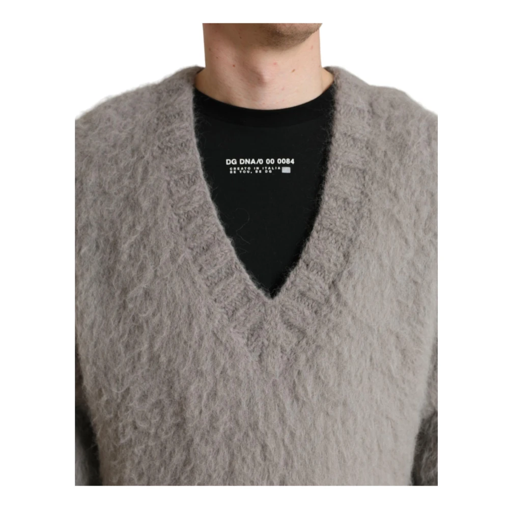 Dolce & Gabbana V-neck Knitwear Gray Heren