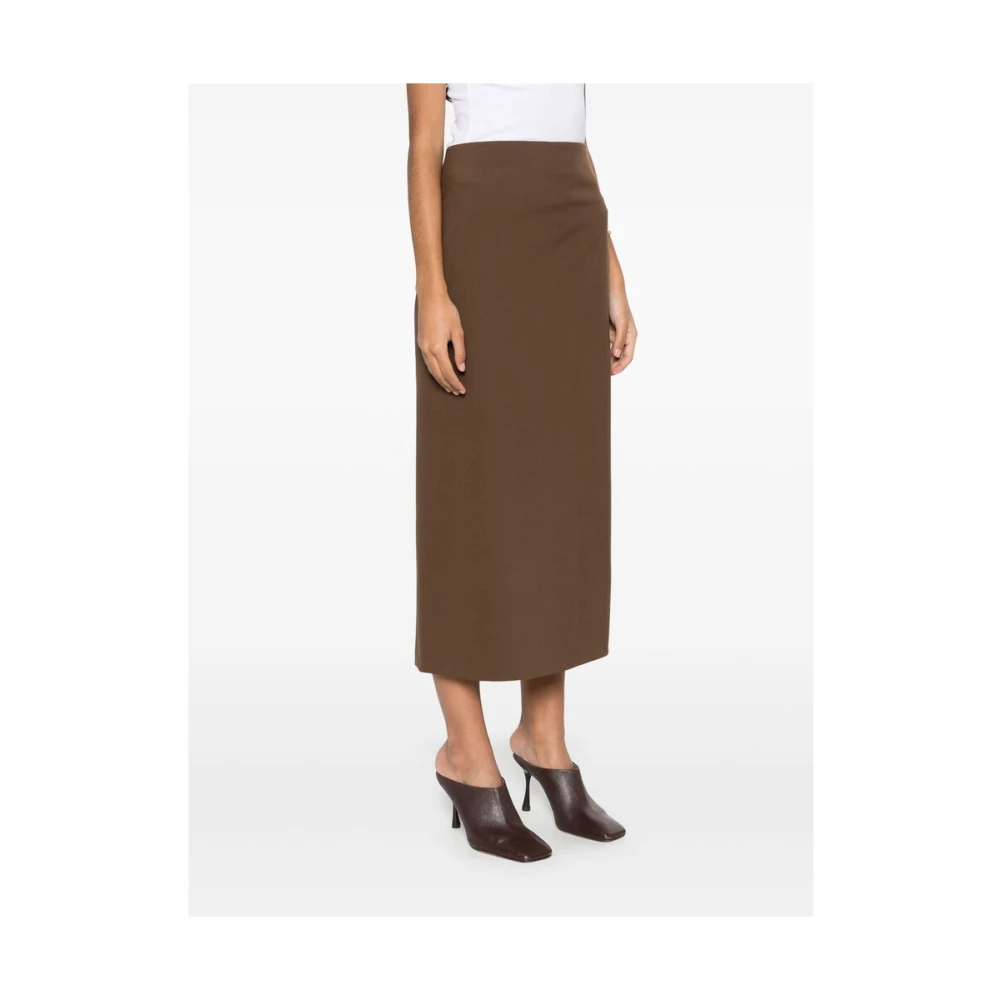Loulou Studio Chocoladebruine rok met achterwaartse split Brown Dames